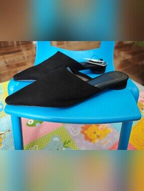 NWT ZARA BLACK SUEDE LEATHER POINTED TOE MULES